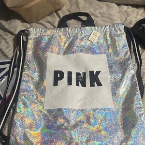 Bundle of 2 bags :Victoria's Secret Holographic Drawstring Bag